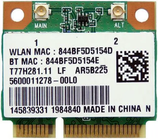 Alt view image 2 of 5 - NEW Atheros WIFI Wireless N and Bluetooth 4.0 Combo Half Mini PCI-E Card AR5B225