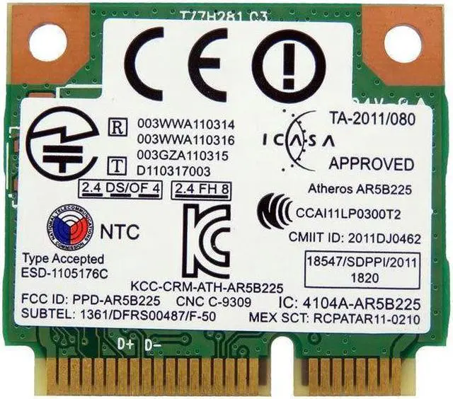Alt view image 3 of 5 - NEW Atheros WIFI Wireless N and Bluetooth 4.0 Combo Half Mini PCI-E Card AR5B225