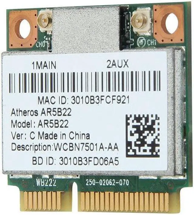 Alt view image 5 of 5 - Atheros AR5B22 300M Wireless WIFI Bluetooth 4.0 MINI PCI-E WLAN Card