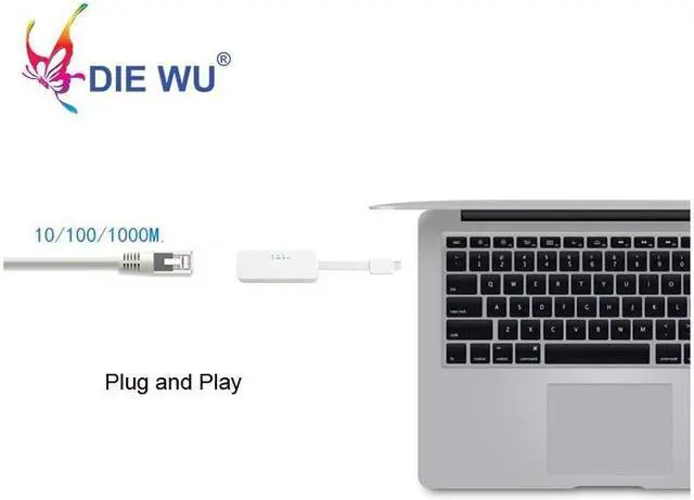 Alt view image 4 of 5 - External Wired USB C Adapter Network Card Ethernet RJ45 to USB3.1 Type C for MacBook Windows 7/8/10 Laptop 10/100/1000Mbps