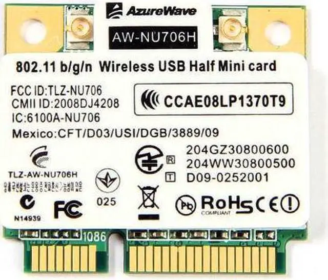 Main image of AW-NU706H RT3070L Wireless Wifi WLAN Half Size Mini PCIe Card 802.11 b/g/n 300M