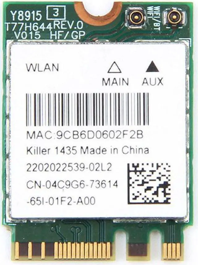 Alt view image 2 of 6 - 867M Atheros Killer 1435 NGFF 802.11AC BT4.1 Wave 2 MU-MIMO Wireless WIFI Card