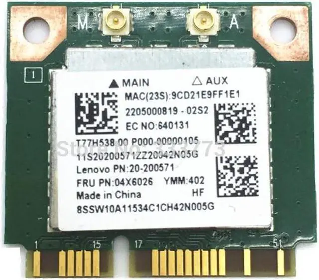 Main image of RTL8821AE 802.11ac 433Mbps WiFi Dual Band Bluetooth 4.0 Card FRU: 04X6026 for Lenovo laptop