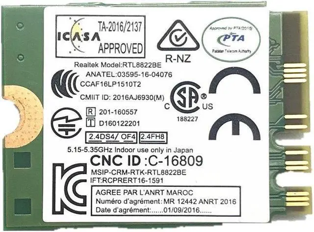 Alt view image 2 of 4 - RTL8822BE 802.11ac  Wifi with Bluetooth 4.1 Card For Thinkpad L470 L570 T470 T570 X270 YOGA-370 P51S FRU: 01AX712