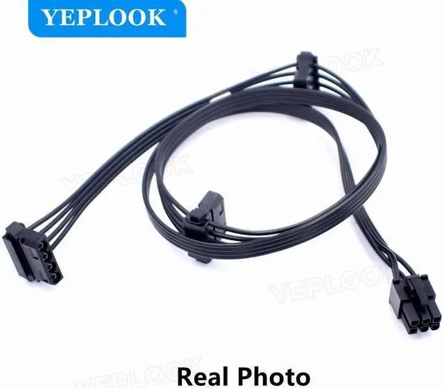 Alt view image 2 of 6 - PCIe 6Pin to 3 Molex Type D 4Pin IDE Angled Fan Cable 18AWG For Seasonic FOCUS PLUS All Series GOLD/Platinum/PX/GX/SGX 1000W, 850W, 750W, 650W, 550W 450W