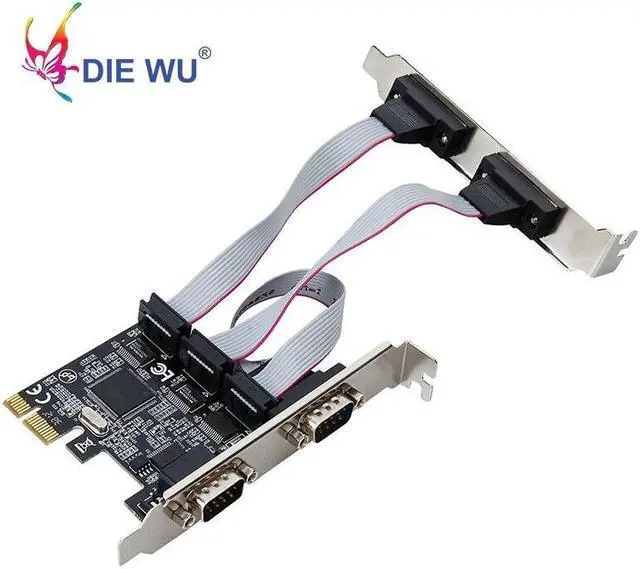 Alt view image 6 of 6 - PCI express Add on card 4 ports Serial riser card Multi RS232 DB9 COM port PCIe I/O expansion card TXB071