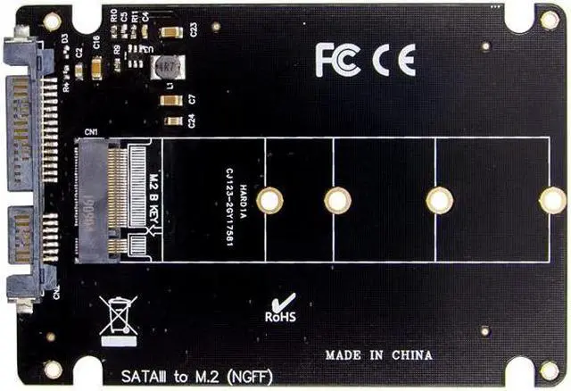 Alt view image 3 of 5 - SATA3.0 ? to M.2 NGFF B KEY SSD NVMe adapter Card 6Gbps