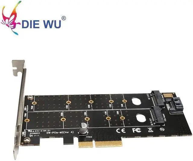 Alt view image 2 of 6 - PCIe to M.2 NVMe SSD NGFF Riser Card PCI Express to M Key B Key SATA Port Expansion Converter Adapter Expansion Card TXB044