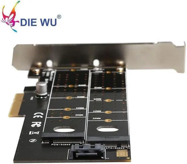 Alt view image 4 of 6 - PCIe to M.2 NVMe SSD NGFF Riser Card PCI Express to M Key B Key SATA Port Expansion Converter Adapter Expansion Card TXB044