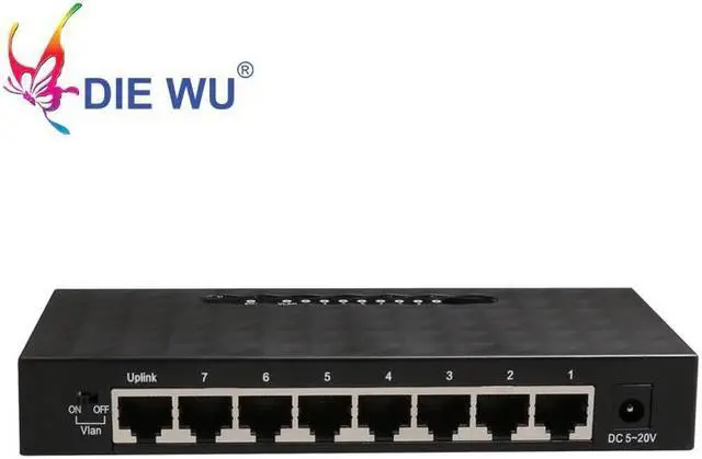Alt view image 2 of 5 - Network Switch 8 Ports 10/100Mbps Fast Ethernet Switch RJ45 Lan Hub with Vlan support SOHO switch Plug and Play