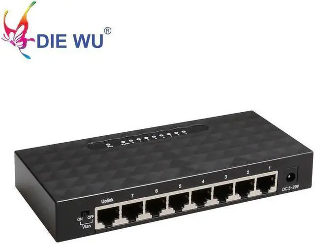 Alt view image 4 of 5 - Network Switch 8 Ports 10/100Mbps Fast Ethernet Switch RJ45 Lan Hub with Vlan support SOHO switch Plug and Play