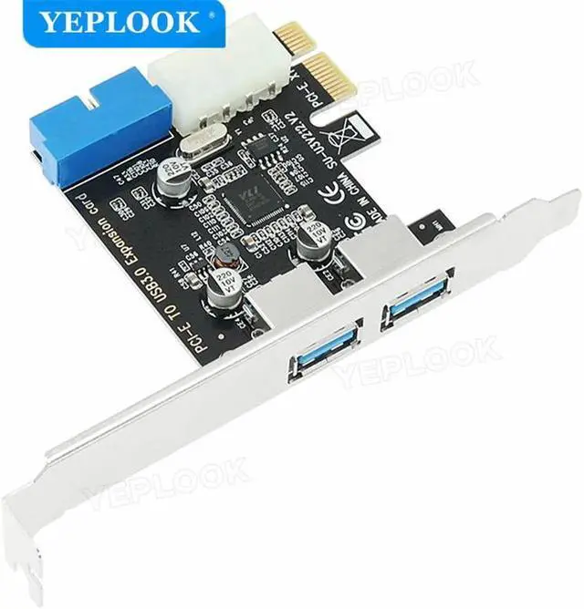 Alt view image 4 of 6 - PCIe to USB3.0 External 2 Port USB3.0 PCI-E x1 Expansion Card Adapter Internal 19pin Header 4pin IDE Power Connector for Desktop