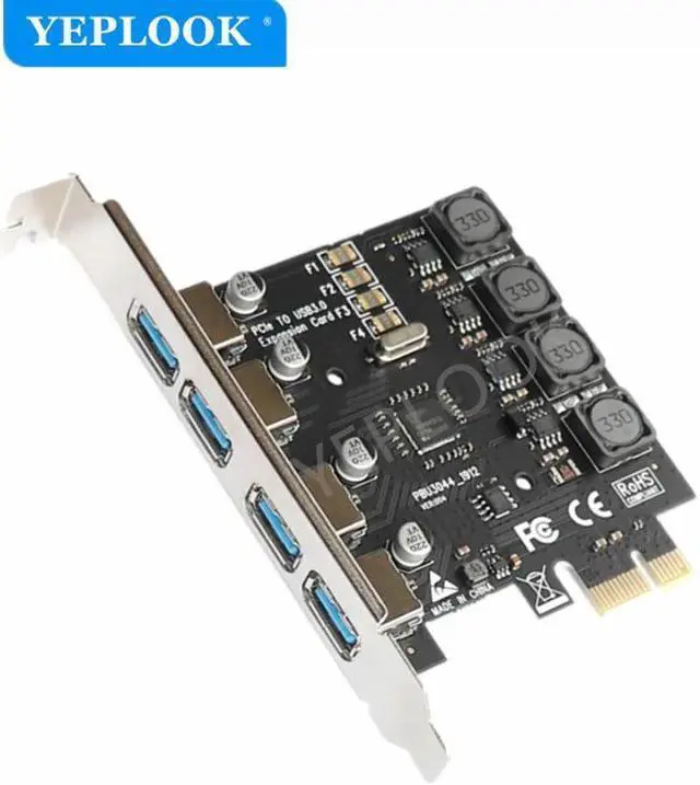 Main image of 4 Ports USB3.0 PCIe X1 X4 X8 X16 Expansion Card PCI-E to External 4 Ports USB3.0 NEC D720201 Independent Power Supply 5Gbps 4*2A