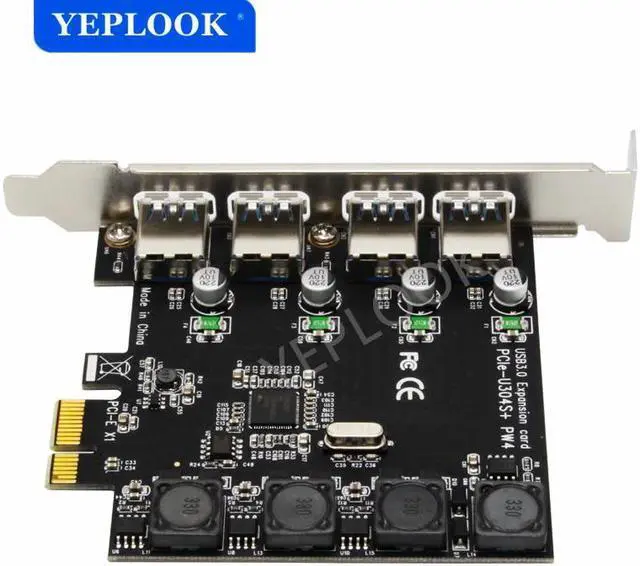 Alt view image 6 of 6 - 4 Ports USB3.0 PCIe X1 X4 X8 X16 Expansion Card PCI-E to External 4 Ports USB3.0 NEC D720201 Independent Power Supply 5Gbps 4*2A