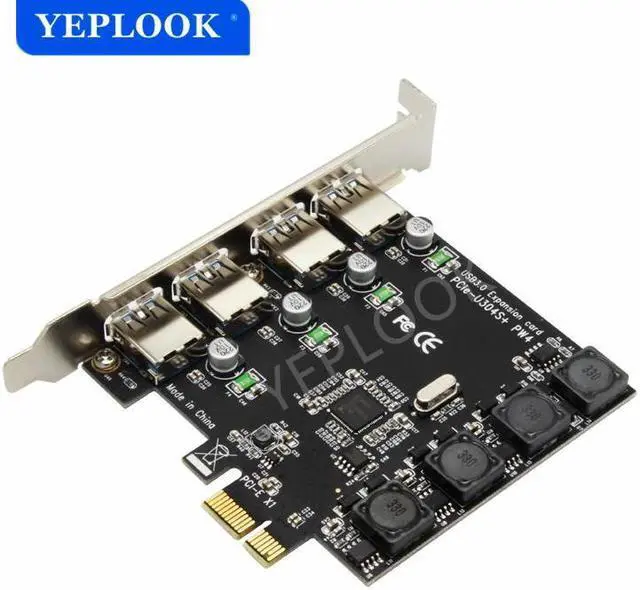 Alt view image 4 of 6 - 4 Ports USB3.0 PCIe X1 X4 X8 X16 Expansion Card PCI-E to External 4 Ports USB3.0 NEC D720201 Independent Power Supply 5Gbps 4*2A