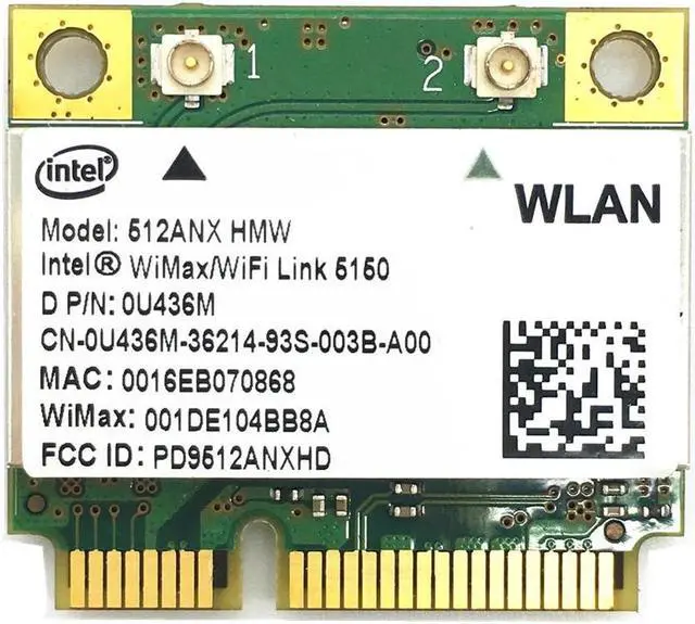 Main image of For WiMax/Wifi Link Intel 5150 512ANX 2.4/5.0GHz 300Mbps WiFi WiMax Half Size Mini PCI-E Card