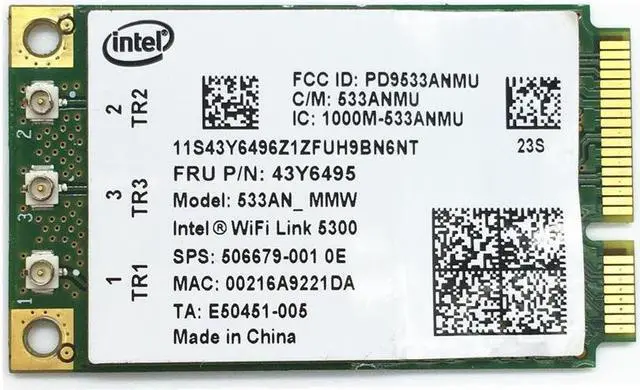 Alt view image 3 of 4 - For WiFi Link  Intel 5300 AGN 533AN_MMW Mini PCI-E Wireless Card 802.11a/b/g/n 2.4/5.0 GHz 450 Mbps for  X200 X200S X300