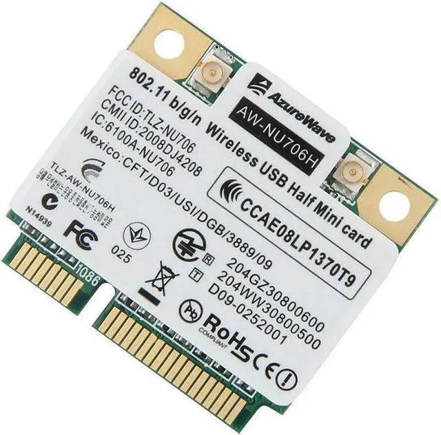 Alt view image 4 of 5 - AzureWave AW-NU706H RT3070L Wifi 802.11 b/g/n Wireless Half Mini PCI-e Card