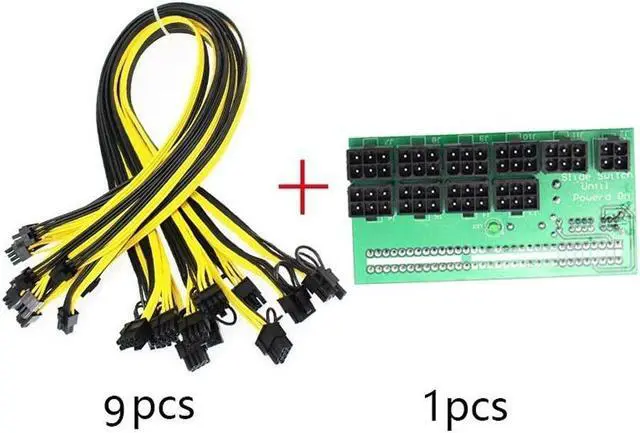 Main image of Ethereum ETH ZEC Mining Server Power Supply 12V GPU/PSU Breakout Board With 9pcs 18AWG 50cm PCI-E 6 Pin To 6+2 Pin Cables Power Adapter
