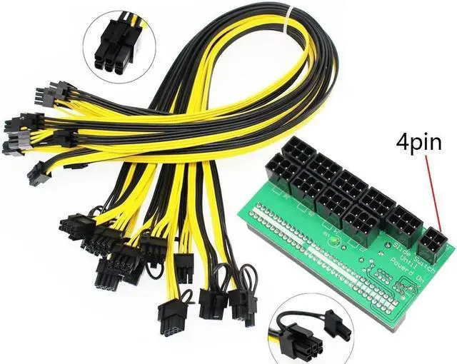 Alt view image 5 of 7 - Ethereum ETH ZEC Mining Server Power Supply 12V GPU/PSU Breakout Board With 9pcs 18AWG 50cm PCI-E 6 Pin To 6+2 Pin Cables Power Adapter