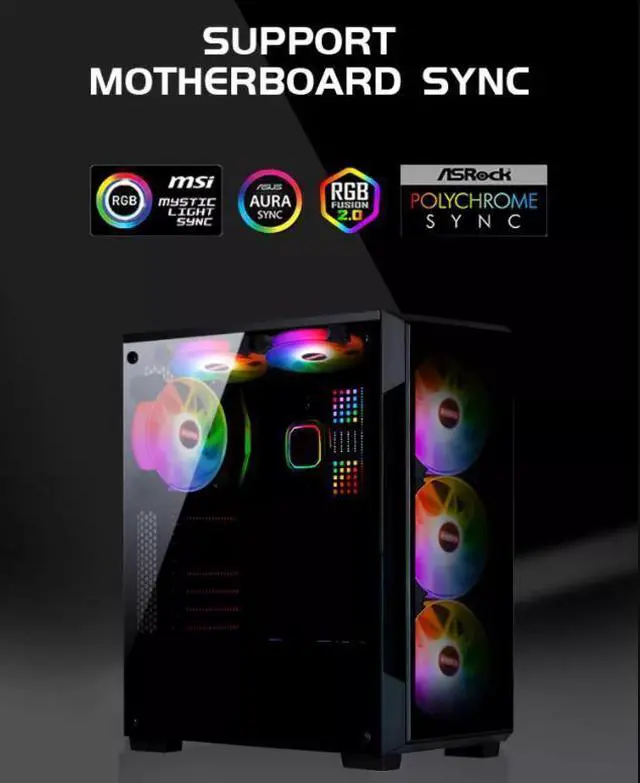 Alt view image 7 of 7 - 4-Pack 120mm RGB Case Fan with Remote Controller, Computer Case 12cm Cooling Fan RGB 6PIN, RGB LED Quiet High Airflow Adjustable Color LED Fan, CPU Cooler with RF Remote