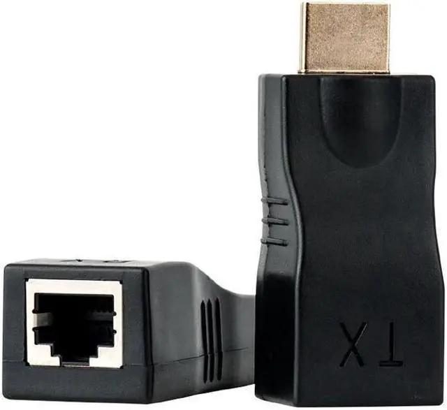 Alt view image 6 of 7 - New HDMI Extender, Up to 100ft HDMI Ethernet Network Extender Adapter Over RJ45 Cat5e Cat6 Cable (30M Sender + Receiver, 1 Port RJ45)