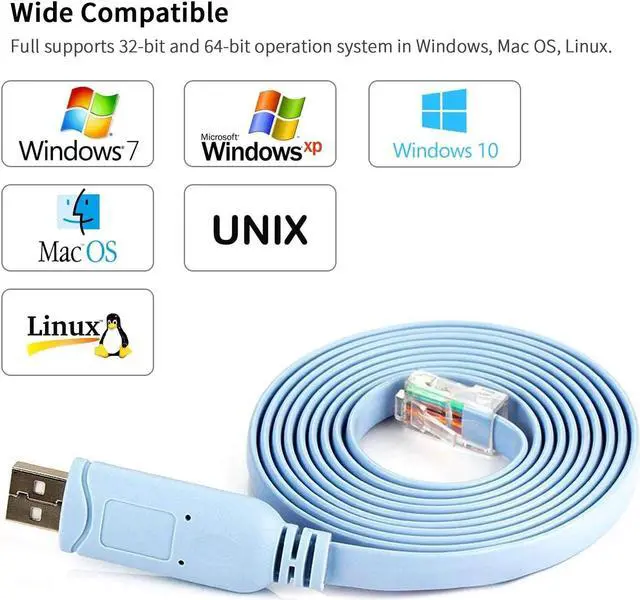 Alt view image 7 of 7 - USB Cisco Console Cable, USB to RJ45 Console Cable Compatible with Routers/Switch/Windows 7, 8,10 (3ft)