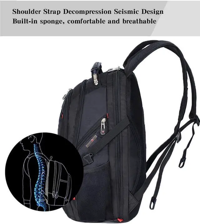 Alt view image 6 of 7 - 38L 15.6 inch Men's Backpack Computer Notebook School Travel Bags Unisex Large Capacity bagpack waterproof Business Fit up to 15.6 inch Laptop, Notebook,Mackbook