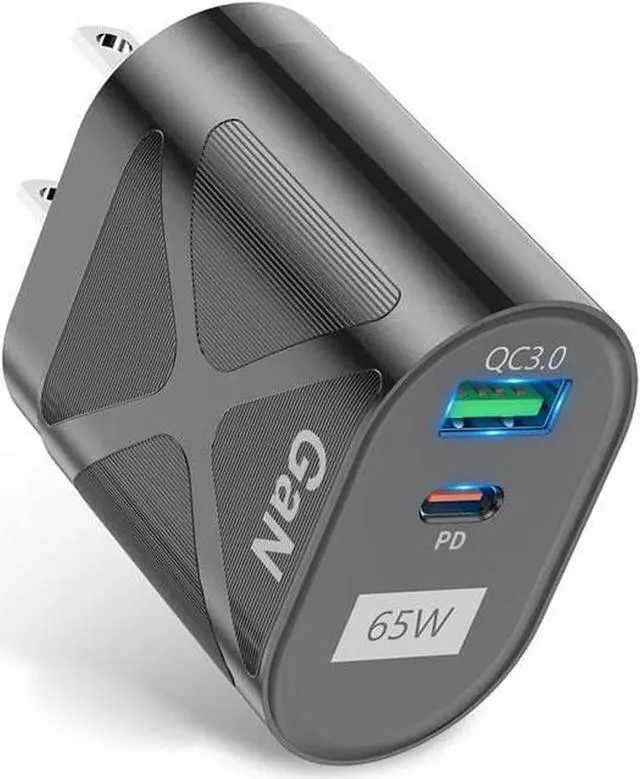 Main image of 65W GaN USB C Quick Charger QC4.0 QC PD 3.0 TypeC 2 Port Super charging Plug For iPad iPhone Huawei Samsung Xiaomi Universal Fast Charger - Black