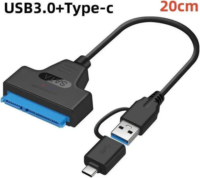 Main image of SATA to USB3.0 Cable with USB-C Adapter - USB 3.0/USB-C to 2.5 SATA I/II/III Hard Drive Adapter - External Converter for SSD/HDD Data Transfer (L06B2IN1)