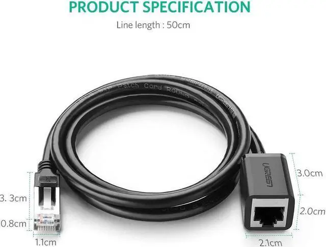 Alt view image 4 of 7 - Ethernet Extension Cable, CAT 6 RJ45 Male to Female Support Cat6 / Cat5e / Cat5 Standards, RJ45 Cords Shielded, 6ft/2m