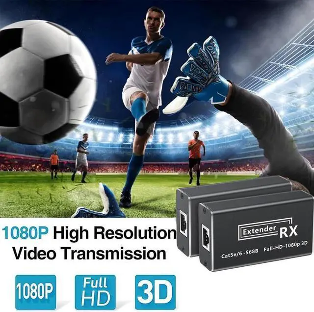 Alt view image 5 of 7 - HDMI RJ45 Extender Over Cat5e/6 up to 1080P@60Hz 196ft/60m, POC HDMI Supports Laptop DVD PS3/4 HD Box, Gaming, Video Production and More