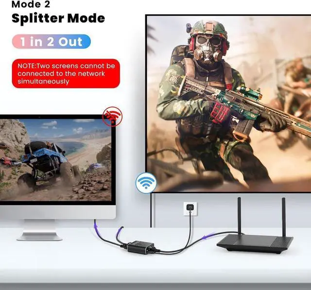 Alt view image 3 of 7 - 2 Ports 2.5G/5G Gigabit Network Switch,10/100/1000/10000Mbps 2 in 1 Out or 1 in 2 Out Two Way Switch Manual Pushbutton,RJ45 Internal External Networking Switcher Adapter for Cat5/5e/6/7/8 Cable