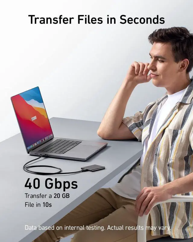 Alt view image 4 of 7 - 8K USB4 Cable [5ft], 40GBps Data Transmission, 240W PD Super Fast Charge, 8K@60Hz HD Extension for Thunderbolt 4, Mobile Phone, Notebook, MAC, SSD, PD3.1 and QC4.0