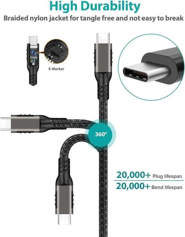 Alt view image 6 of 7 - 2 Pack USB C Cable 1.6ft, 3.2 Gen 2 USB A to C Nylon Braided Cord, 10Gbps High Speed Data Transfer, 3.1A 60W Type C Fast Charging Cable for Samsung Phones SSD Powerbank Tablets Laptop