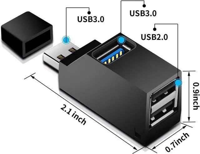 Alt view image 4 of 7 - High Speed USB 3.0 Hub Adapter Extender 3 Ports(1USB3.0+2USB2.0) for PC, Laptop, Notebook PC, USB Flash Drives
