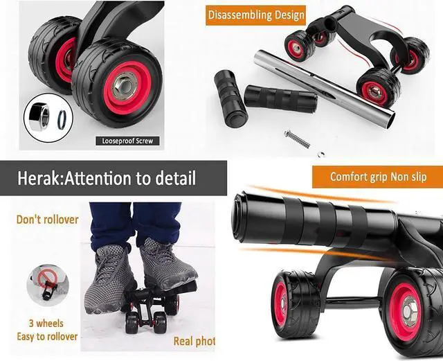 Alt view image 3 of 7 - Wellhouse Ab Roller,Herak Abdominal Muscle AB Fitness Wheel Core Obliques Training Exercise Trainer Equipment
