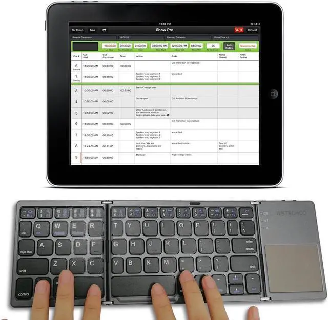 Alt view image 7 of 7 - s Folding Bluetooth Keyboard,  Rechargeable Portable BT Wireless Foldable Mini Keyboard with Touchpad for Tablet Samsung or Other Cell Phones