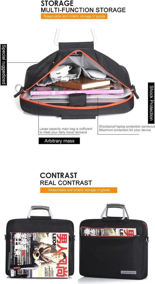 Alt view image 5 of 7 - Wellhouse 14 - 14.4 inch Notebook Case, Waterproof Business Carrying Bag Briefcase Laptop Sleeve Protection Cover Case for Men Women Student Business Laptop Computer Macbook HP SONY ASUS ACER (Gray)