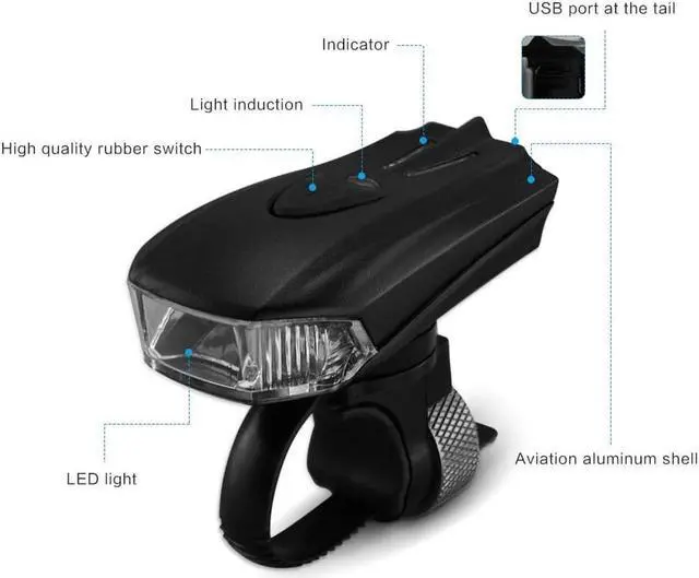Alt view image 3 of 7 - s USB Rechargeable MTB Road Warning Light Outdoor Cycling Bicycle Light Smart Sensor Warning Light Shock Sensor LED Front Lamp