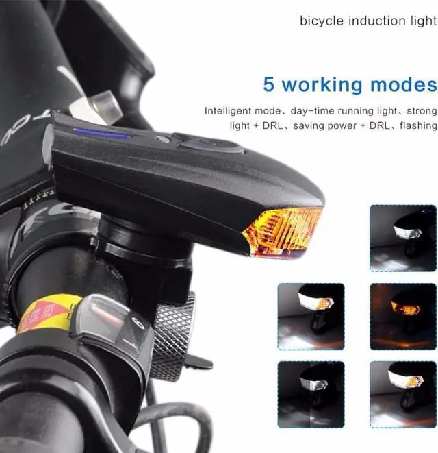 Alt view image 4 of 7 - s USB Rechargeable MTB Road Warning Light Outdoor Cycling Bicycle Light Smart Sensor Warning Light Shock Sensor LED Front Lamp