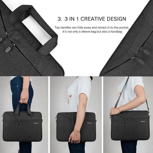 Alt view image 7 of 7 - Laptop Bag, WIWU 11.6 inch Laptop Sleeve Notebook Case Shoulder Bag Briefcase With Shoulder Strap and Luggage Backbelt for 11.6 - 12 Inch Laptop / Notebook / MacBook / Ultrabook / Chromebook,Black
