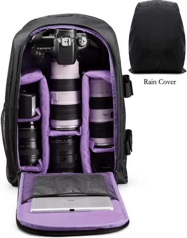 Main image of BRINCH Camera Backpack Camera bag in Purple for DSLR SLR Cameras , Laptops ,Tripod and Accessories