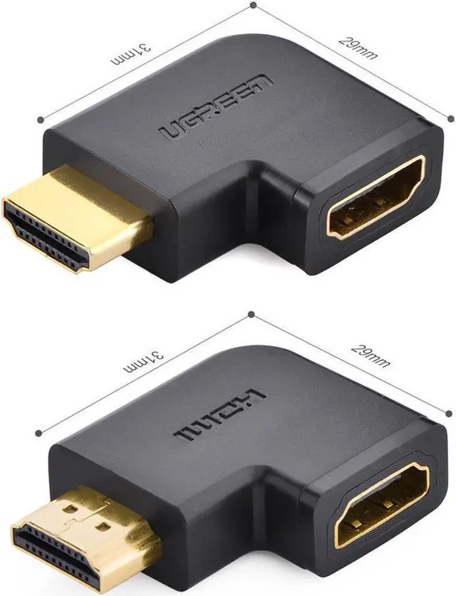 Alt view image 2 of 6 - HDMI Adapter Combo (1 Pair), Left and Right Angle 90 Degree 270 Degree HDMI Male to Female Vertical Flat Adapter Support 3D 4K 1080P HDMI Extender for TV Stick, Roku stick, Chromecast, Nintendo