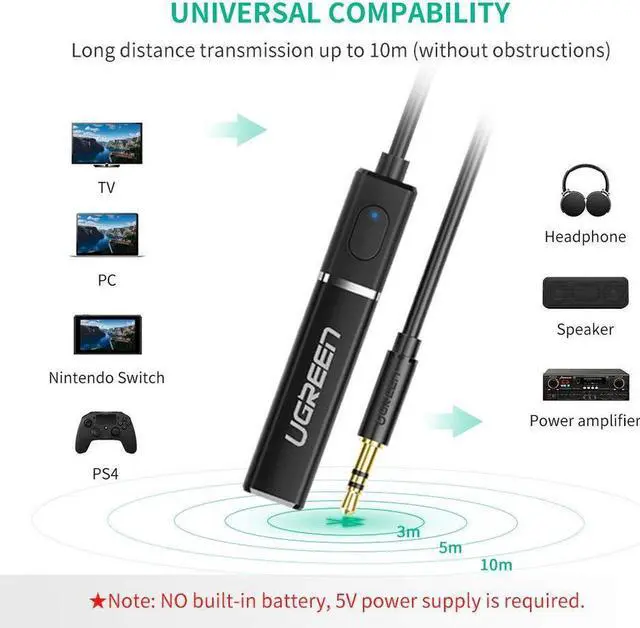 Alt view image 3 of 7 - Bluetooth Transmitter 4.2 Wireless Audio Music Adapter Dual Link APTX 3.5mm Aux Jack Pairing 2 Bluetooth Headphone, TV, Speaker, Headset, Dongle, Laptop, PC, Home Stereo Sound System