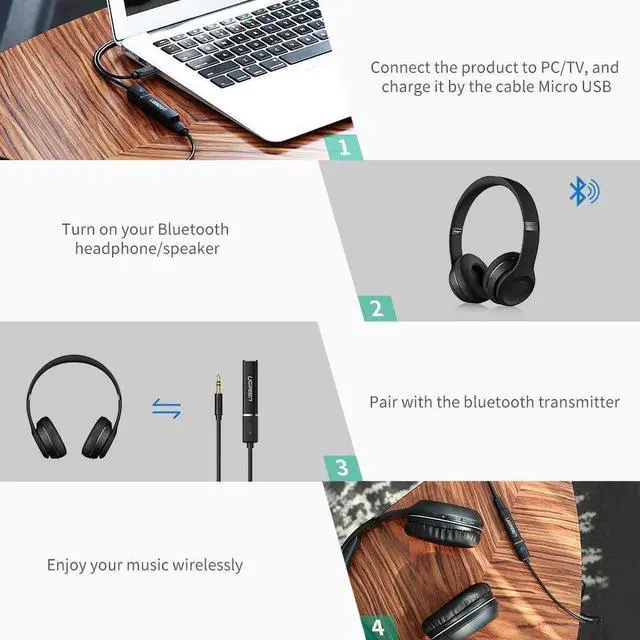Alt view image 4 of 7 - Bluetooth Transmitter 4.2 Wireless Audio Music Adapter Dual Link APTX 3.5mm Aux Jack Pairing 2 Bluetooth Headphone, TV, Speaker, Headset, Dongle, Laptop, PC, Home Stereo Sound System