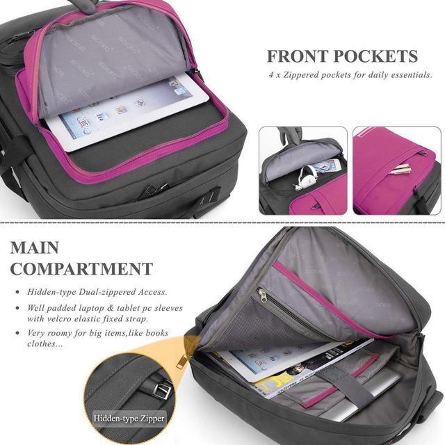 Alt view image 5 of 7 - Unisex 15.6-17 Inch Laptop Backpack with Side Handle and Shoulder Strap, Pink