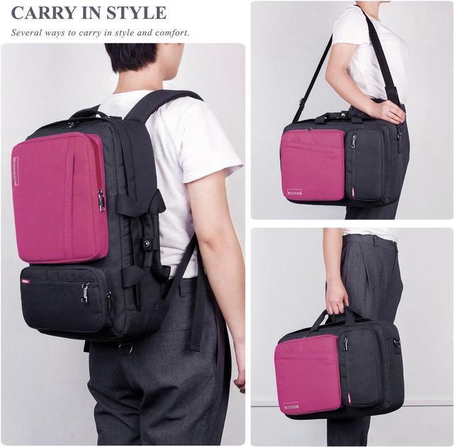 Alt view image 7 of 7 - Unisex 15.6-17 Inch Laptop Backpack with Side Handle and Shoulder Strap, Pink