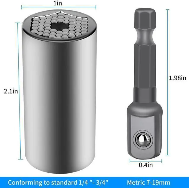 Alt view image 2 of 7 - s Universal Socket, Multi-function 7-19MM Universal Socket Wrench Self-Adjusting Ratchet Wrench Bushing Set Power Drill Adapter Socket, Professional Repair Tool