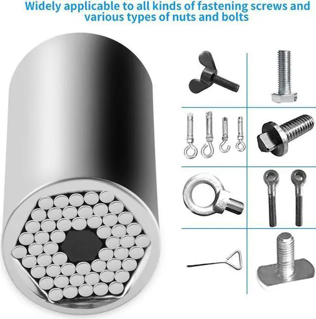 Alt view image 3 of 7 - s Universal Socket, Multi-function 7-19MM Universal Socket Wrench Self-Adjusting Ratchet Wrench Bushing Set Power Drill Adapter Socket, Professional Repair Tool